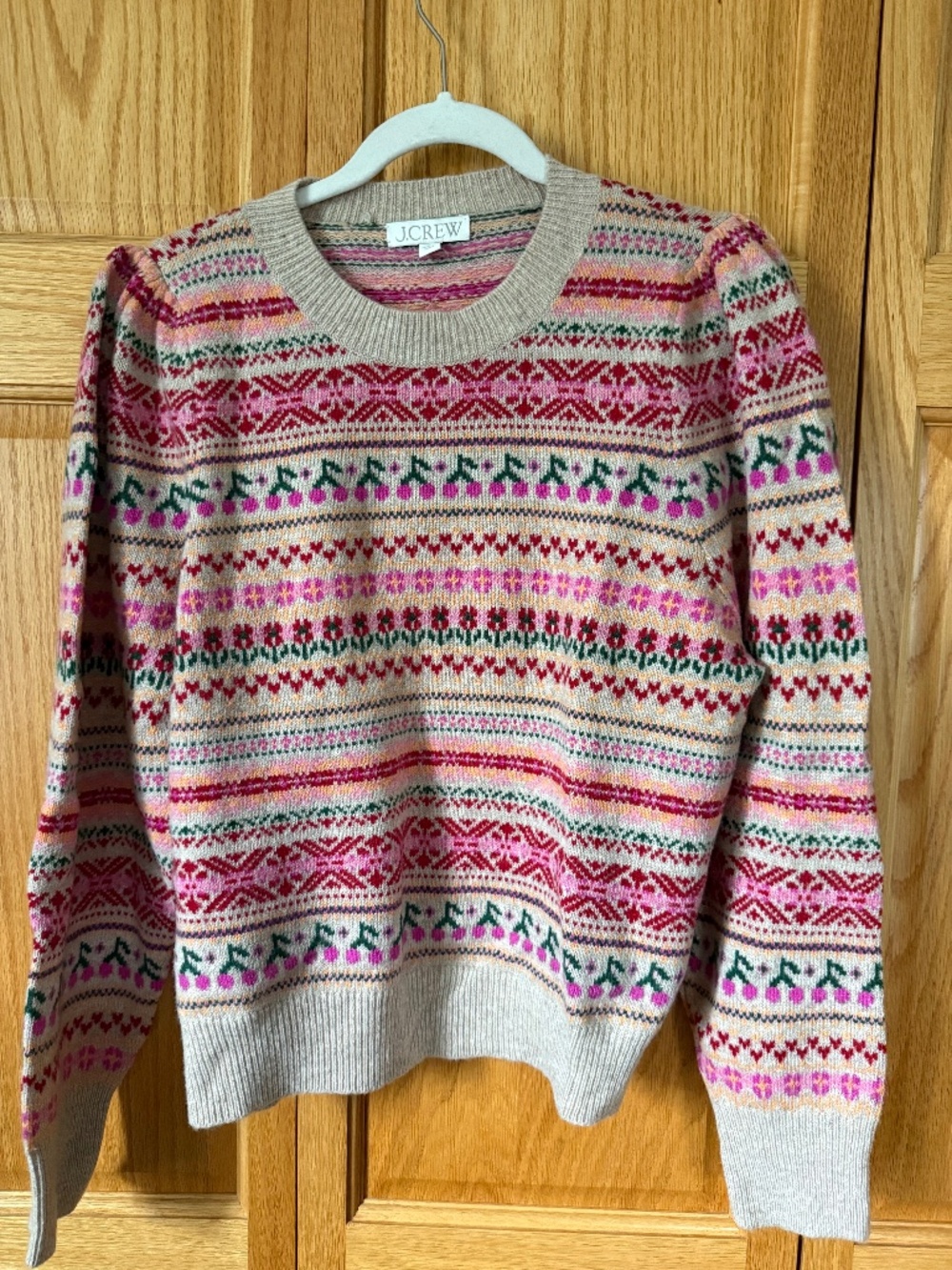 J. Crew Puff-sleeve Fair Isle crewneck sweater - Picture 4 of 6